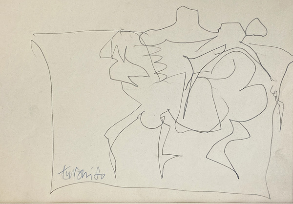 ADNAN TURANİ Kağıt üzerine desen, 20 x 30 cm İmzalı, çerçeveli, 1980 tarihli