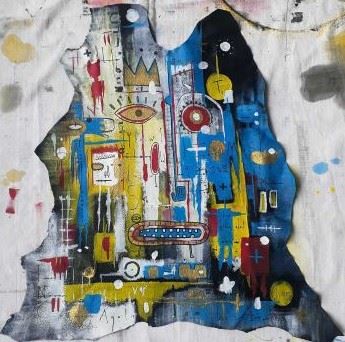 ERCAN FİLİZ / İsimsiz / 75 x75 cm / 2020 / Deri üzeri akrilik / 2000 TL + KDV